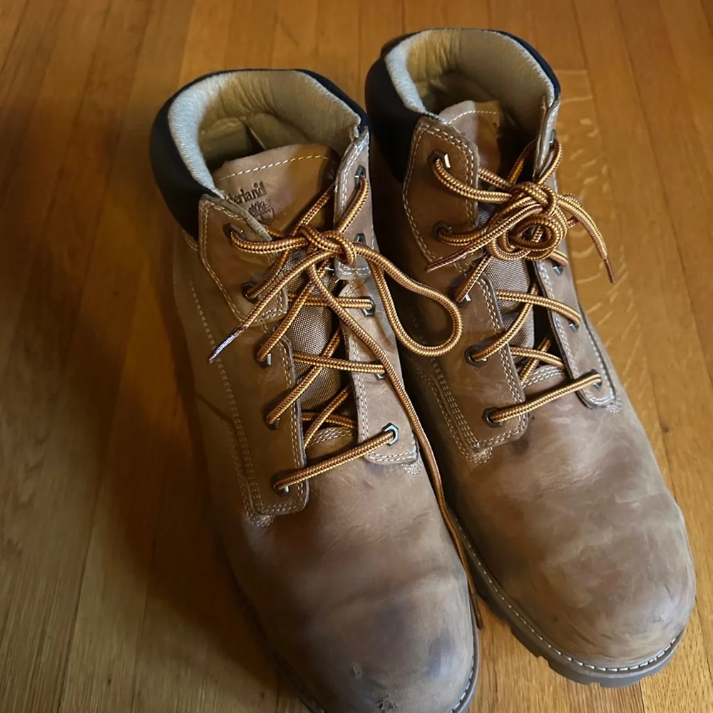 Tan Classic Steel-Toe Timberland Boots, Size 15